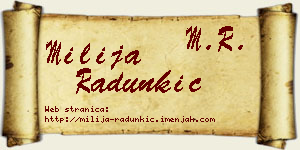 Milija Radunkić vizit kartica